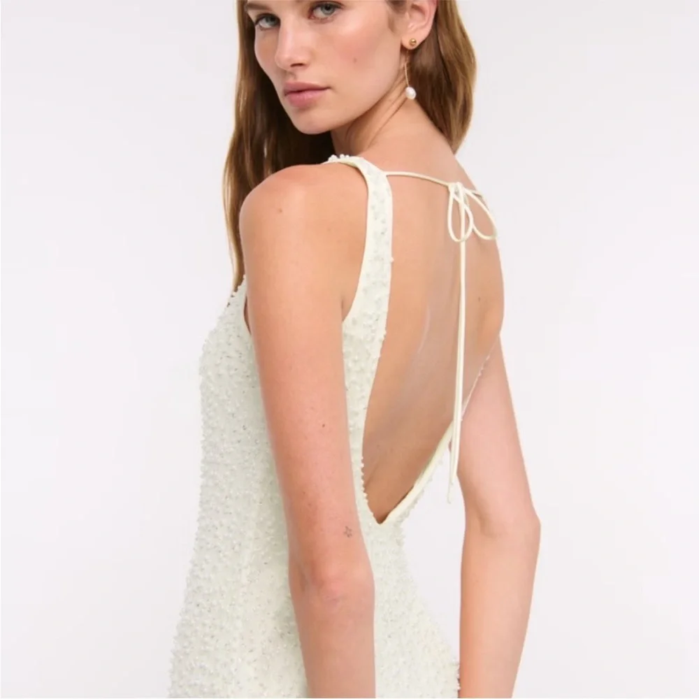 Abercrombie & Fitch White Beaded Mini Dress - Picture 8 of 15